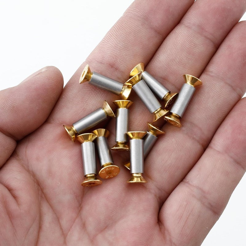 A.I.FORCE 10 Packs Knife Handle Screws Rivets Bolts Fasteners, Gold Hex Flat Head Screws, Knives Maker Screws for Fixing Blade Knife - Image 3